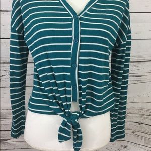 Good Luck Gem Women Striped Ribbed Knit Top